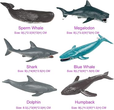 JOKFEICE Animal Figures 12pcs Realistic Plastic Whale, Dolphin, Humpback Marine Animals Figurines - Educational Toys, Birthday Cake Topper Gift for Kids Toddlers