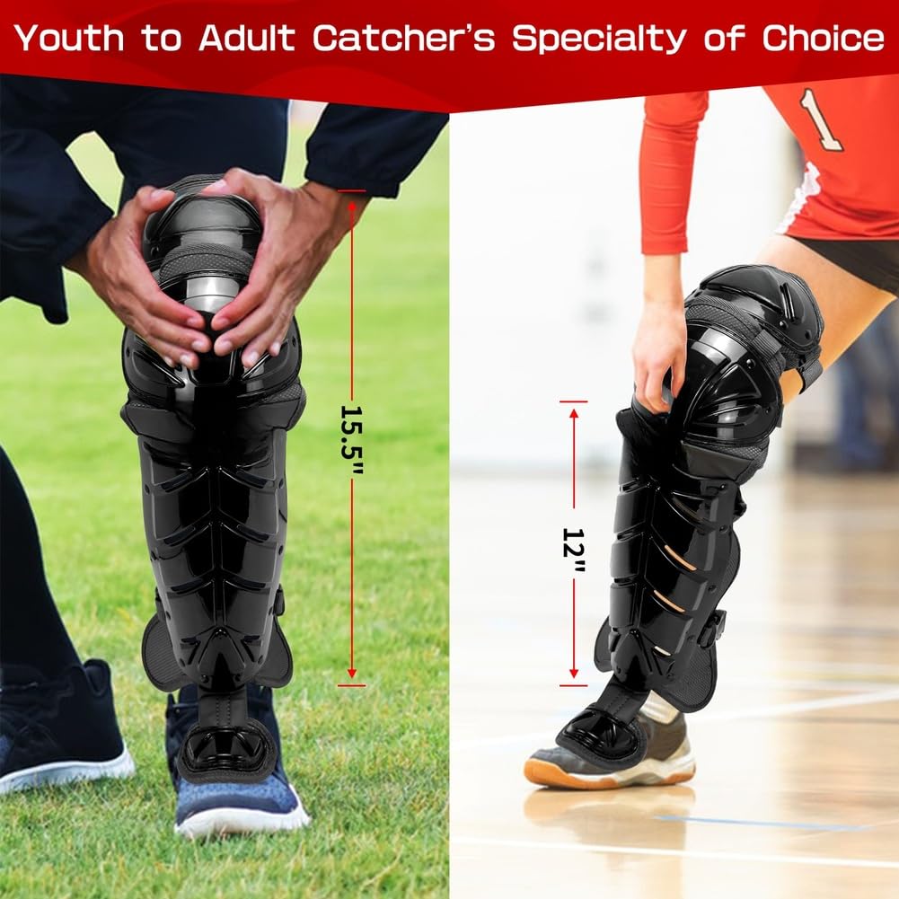 Softball/Baseball-Knie-Beinschutz, Vollflügel-Schienbeinschoner für Erwachsene und Jugendliche, Baseball-Softball-Sport, stoßfeste Schutzausrüstung, rutschfeste Passform