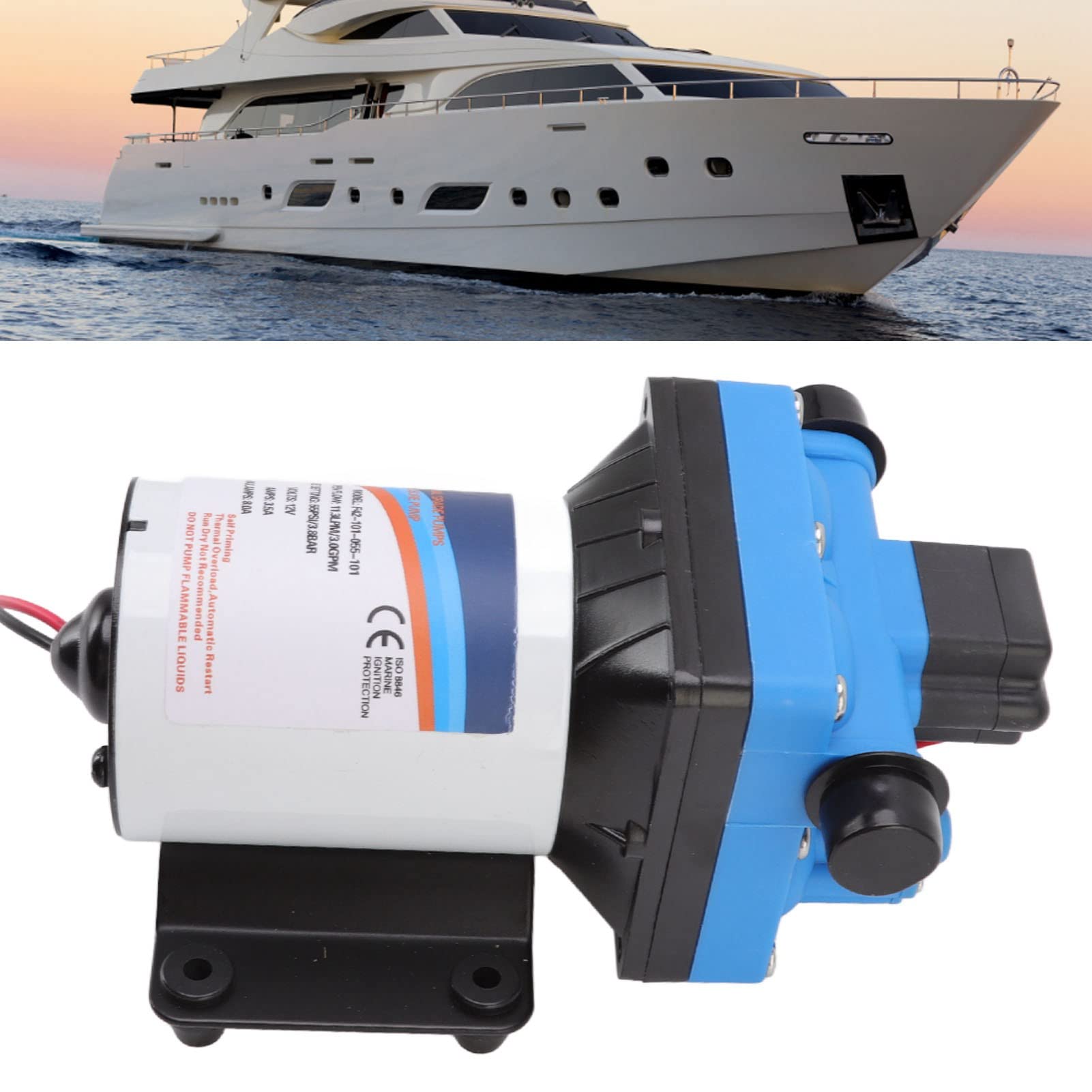 Eujgoov Bomba de Agua para Vehículos Recreativos de 12 V, Bomba de Agua para Vehículos Recreativos con Placa de Hierro, Bomba de Agua para Vehículos Recreativos de 12 V, Rosca Externa
