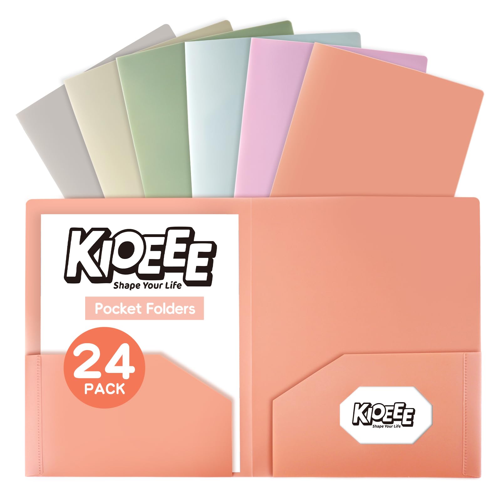 Plastikowe teczki z kieszeniami, wytrzymałe plastikowe teczki z 2 kieszeniami i przegródkami na wizytówki, pasują do rozmiaru papieru listowego, różne kolory do szkoły i biura (24)