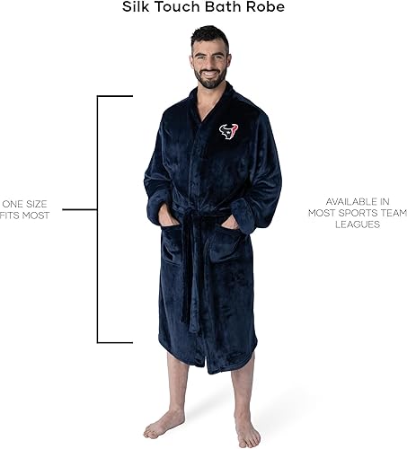 Vista 5 de NFL - Bata de baño unisex de seda para adultos, ropa de descanso con licencia oficial, poliéster de felpa suave