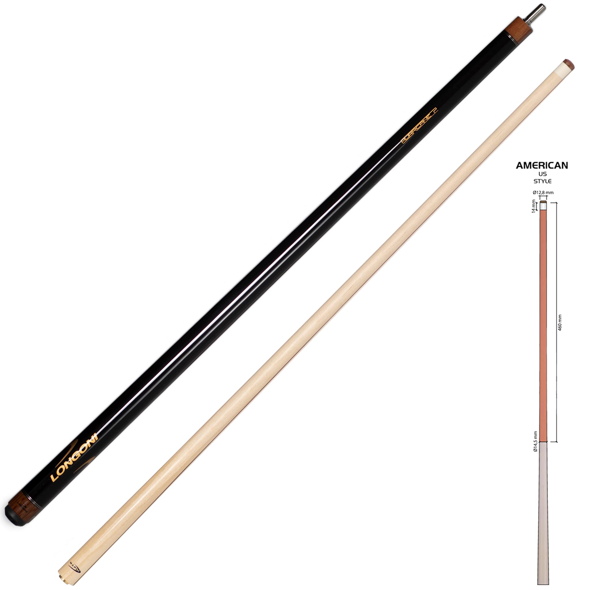 Longoni Hurricane 2 Pool Billiard Cue Maple Shaft No Wrap VP2 Joint