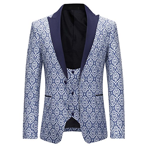 Boyland Mens 3 Piece Tuxedos Slim Fit Floral Vintage Groomsmen Wedding Suit Outfit Jacket2