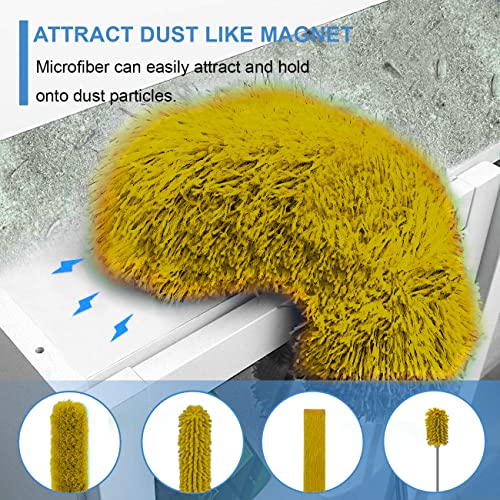 Upgraded Dusters For Cleaning (6Pcs), Ceiling Fan Duster With 100" Thickened Extension Pole, Extendable Long Microfiber Duster For High Ceilings, Reusable & Washable Dusting Wand By Oosofitt #TOP3