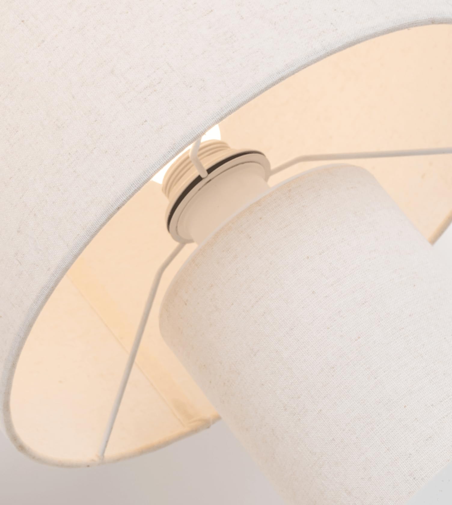 NEONA KAYA Tischleuchte Leinen Beige – Minimalistische Tischlampe im Scandi-Stil, E27-Fassung, dimmbar mit dimmbarem Leuchtmittel, SmartHome-fähig, warmweiß 2700K, IP20, 3 Jahre Garantie