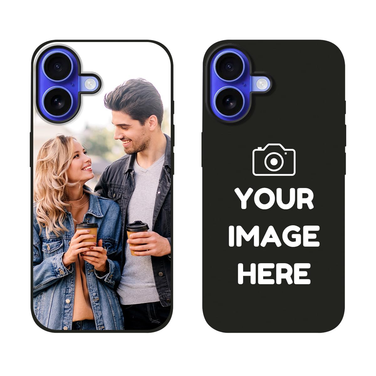 Personalized Picture Phone Case for iPhone 17 Custom Photo Logo Name Customized Gift for Family Friend Black Soft TPU Cover Camera Protection Military Grade Slim Anti-Drop Wireless Charging