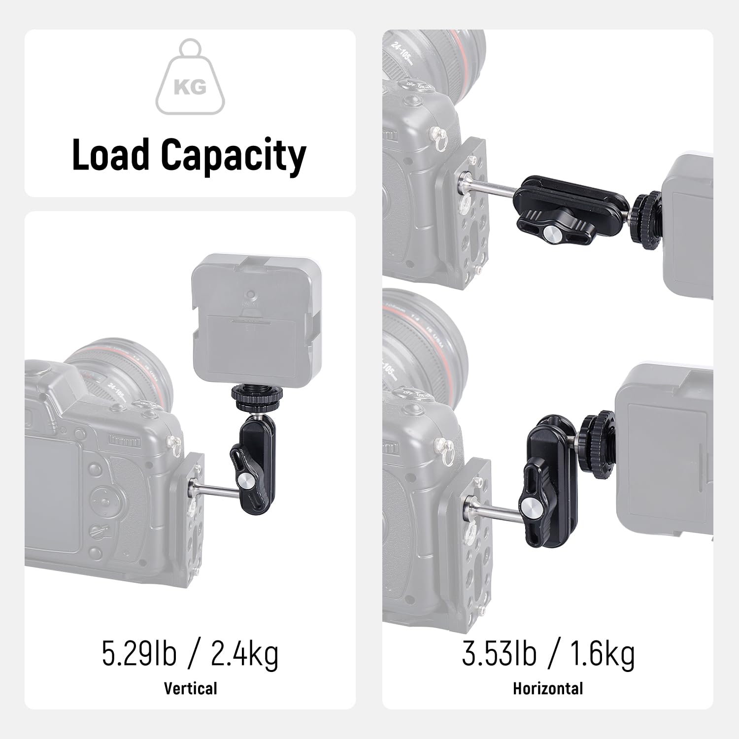 Mini Brazo Mágico con Doble Cabeza de Bola Universal, Brazo Mágico Ajustable con 1/4 "Tornillo de Montaje del Monitor de Campo, Compatible con SmallRig Jaula de la cámara, la luz LED (CP-14)