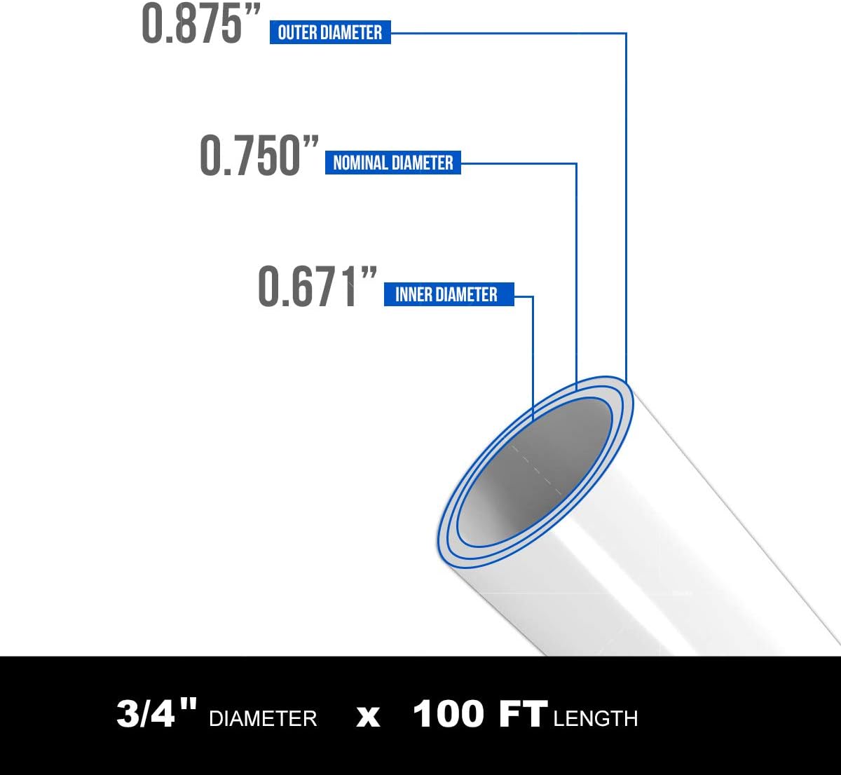 Pex-A Tubing - 3/4" x 100 Ft Coil, Non-Barrier Pex Pipe for Potable Water, Flexible Water Tubing, White