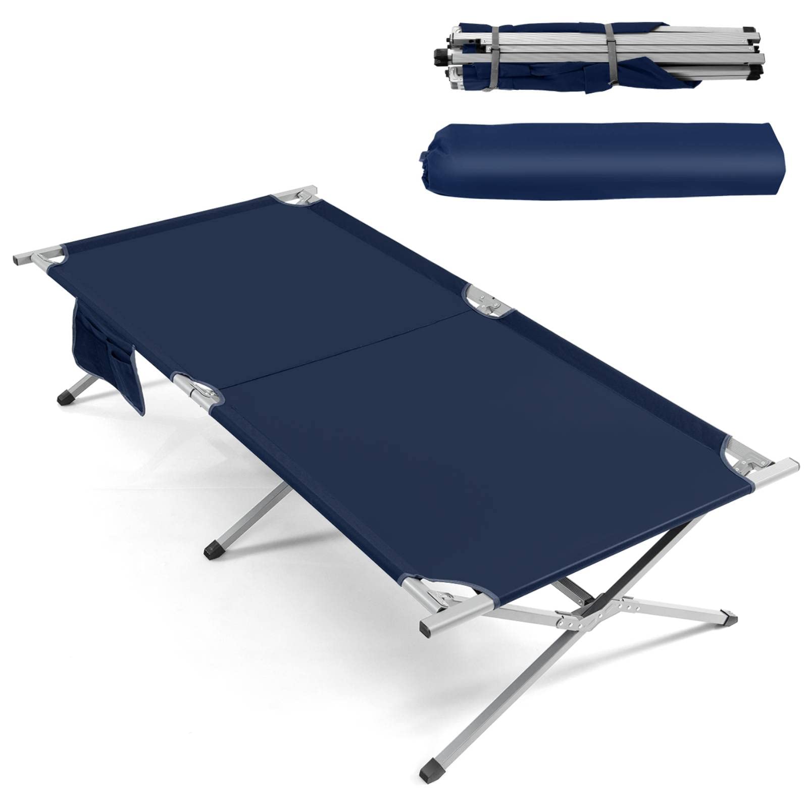COSTWAY Folding Camping Bed, Outdoor Heavy Duty Sleeping Cot With Non-slip Feet, Portable Single Fold Up Military Lounger Bed For Travel Patio Beach
