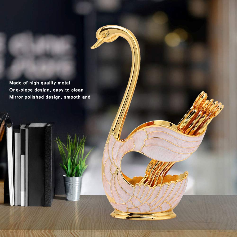 Restokki Elegant Gold Coffee & Dessert Spoon Set including Swan Base Holder, Mirror-Polished Finish - Image 4