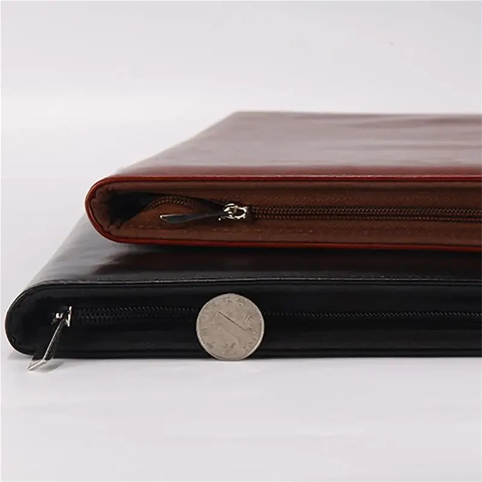 Documenti in pelle Cartella portadocumenti con cerniera in pelle PU A4 valigetta portatile for la gestione aziendale e scolastica(Black)