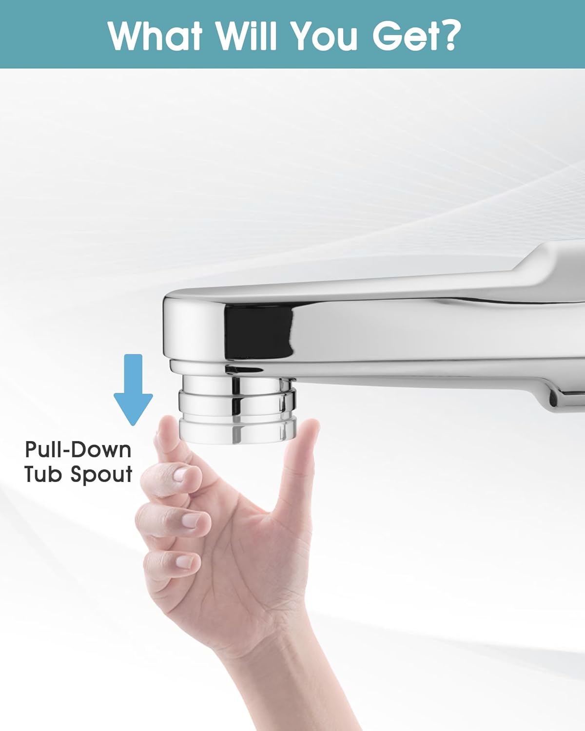 Metal Pull Down Bathtub Spout with Diverter, 5-1/4" Length, Repair Part Tub Spout, Rebuilt with RP33794& RP12307, Chrome