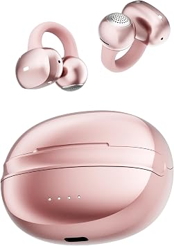 A50 Clip on Earbuds, Bluetooth 6.0 Wireless Open Ear Headphones w/5.3g Weightless Comfort,48H Playtime,3D Soundstage,Clear Call Mics,IPX5,Multipoint Connection,Fit for Workout Rose Glod