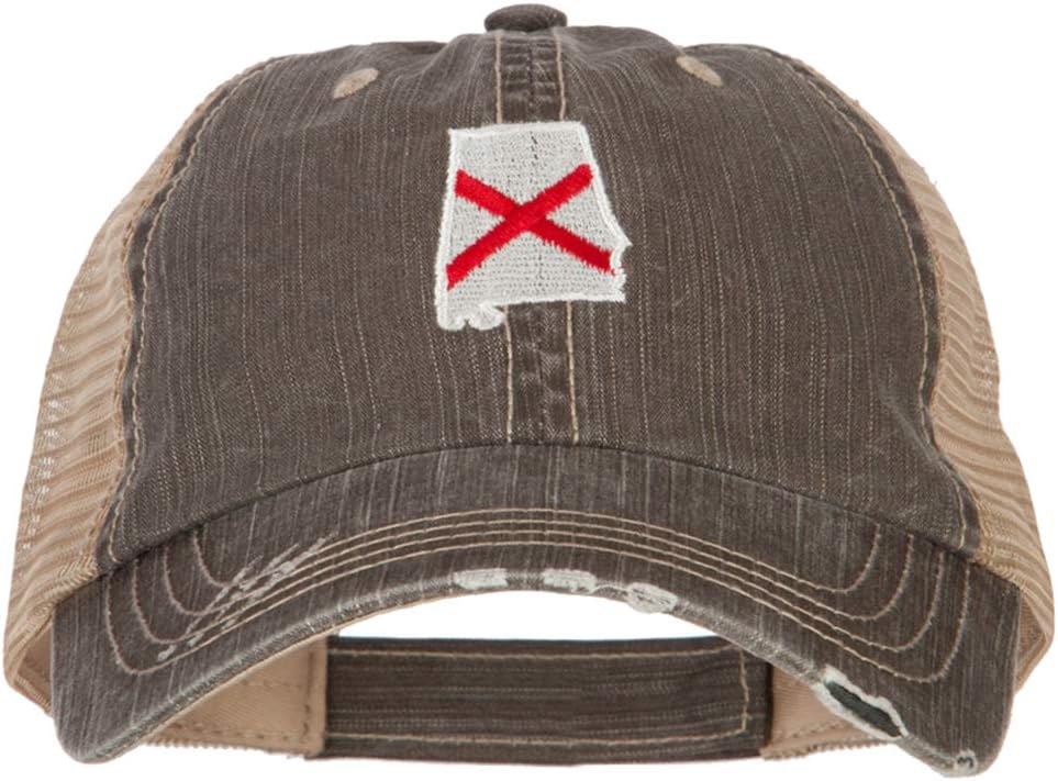 e4Hats.com Alabama State Flag Map Embroidered Low Profile Cotton Mesh Cap
