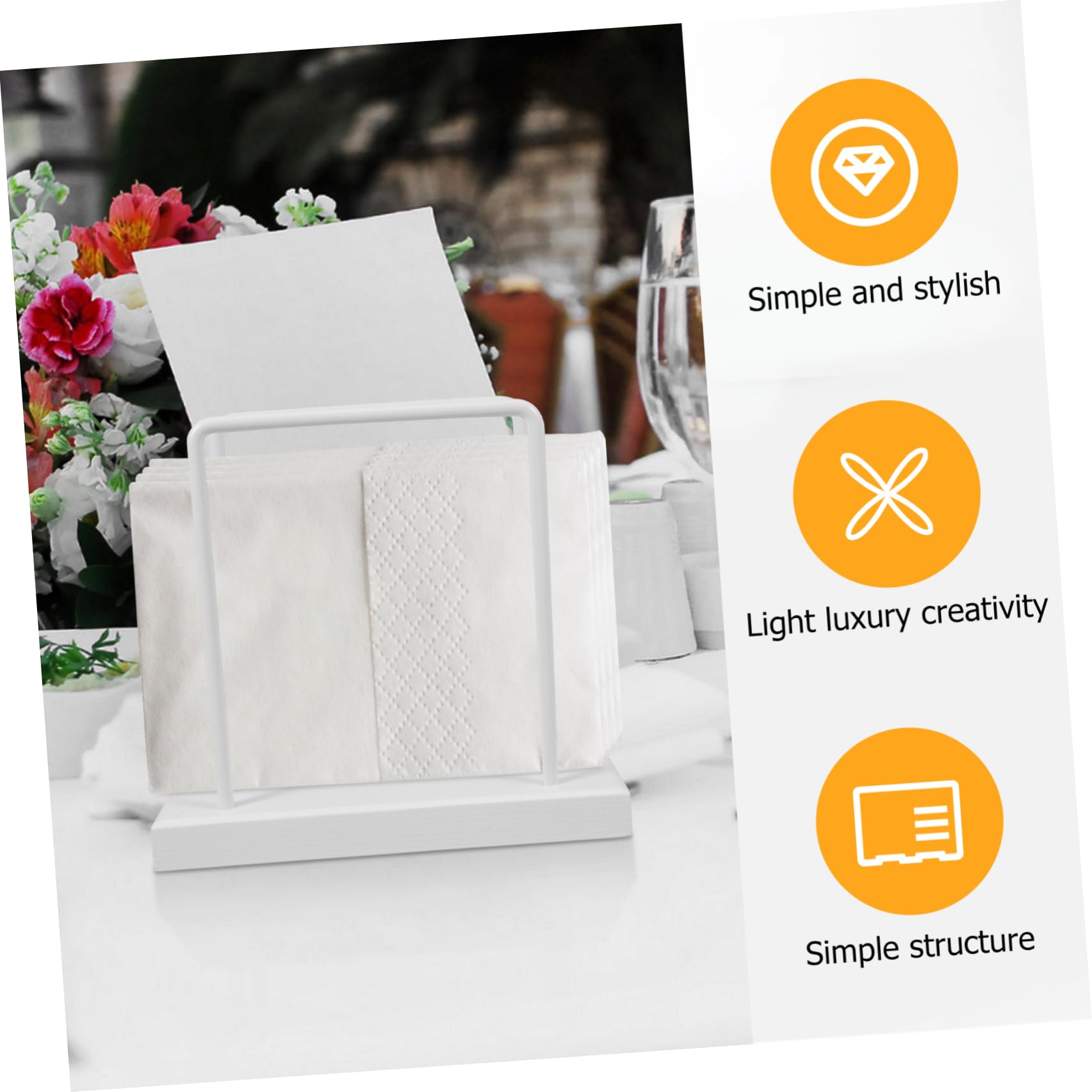OUNONA Serviettenhalter Metallrahmen Mit Holzsockel Stabiler Papierhandtuchhalter Für Küche Und Esstisch Praktischer Napkin Dispenser Für Haushalt Und Gastronomie