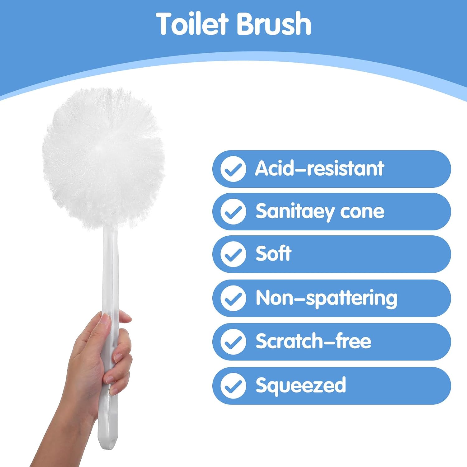 Kifmurase 12 Pcs Toilet Bowl Brushes Soft Swab Polyester Head 15 Inch White Reusable Long Plastic Handled Toilet Brush Cleaners Scrubber Mop for Home Bathroom Cleaning