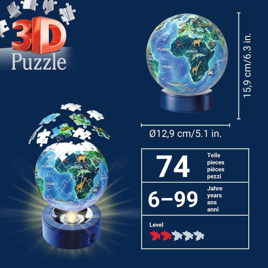 3D Puzzle Nachtlicht Erde bei Nacht: Erlebe Puzzeln in der 3. Dimension