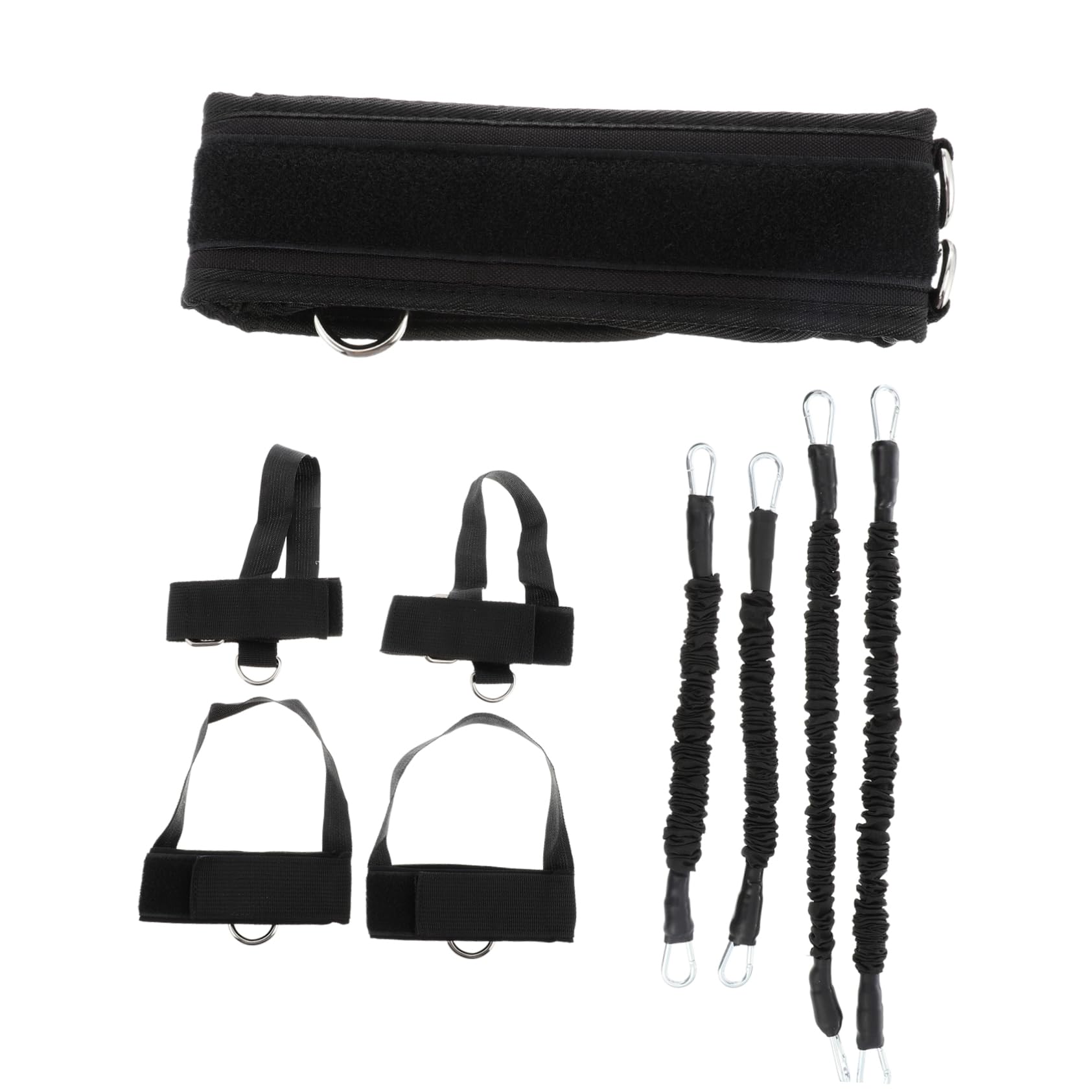 Set di Bande Elastiche Fitness 20lbs per Allenamento, Nero | Tessuto Oxford e Corda in Lattice, Dimensione Regolabile, Esercizi a Piedi e Uso Outdoor