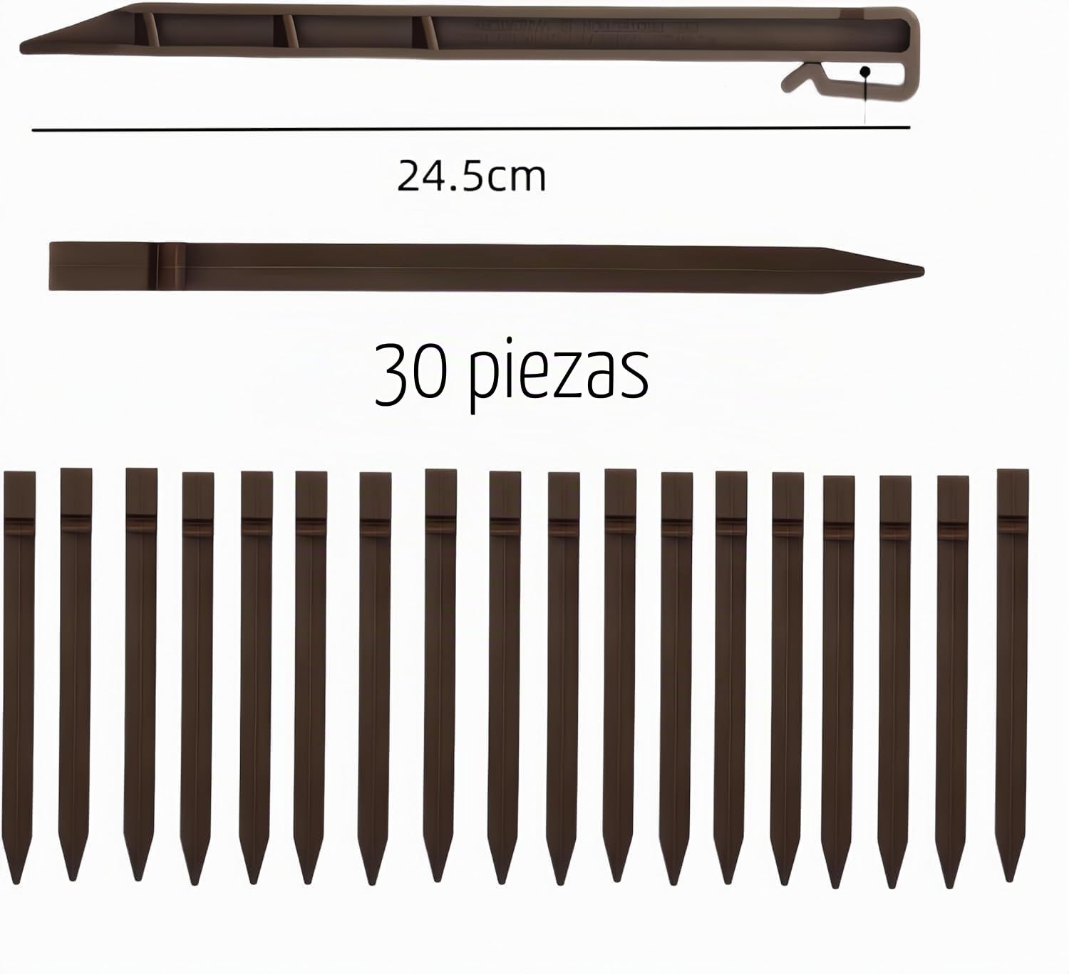 Clavos pasadores de césped, 30 Estaca de Anclaje para Bordes de Paisaje, de plástico Duro para Tienda de campaña, Ideales para Postes de Vallas, Postes de Vallas, Clavijas de Ramas de Frutas, 24.5 cm