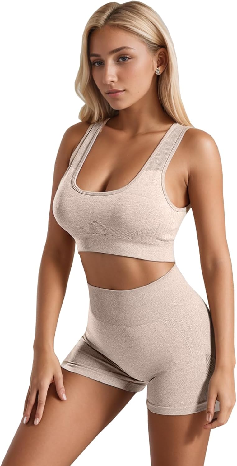 Women 2 Piece Workout Sets High Impact Sports Bra Gym Shorts Sets Gym Outfits Work Out Clothes