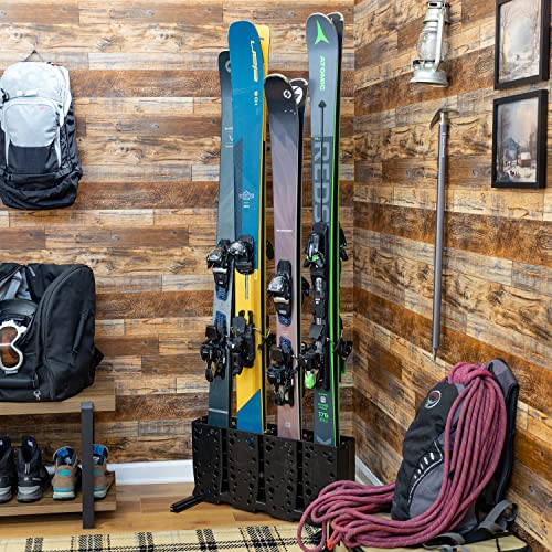 Storeyourboard SYB-MH-XW Ski Storage Rack, 4 Pair Freestanding Skis Floor Mount thumb #1