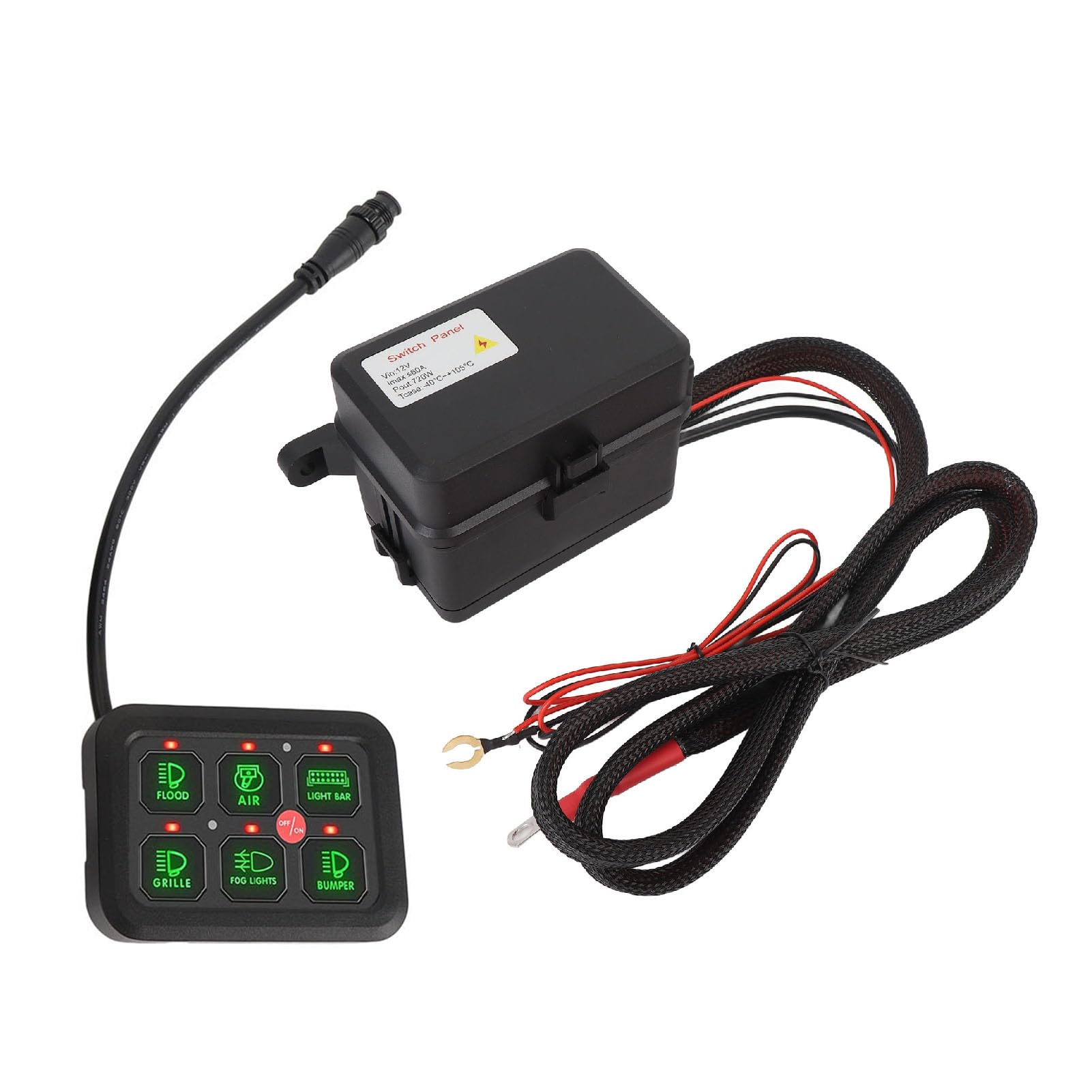 Dioche 6 Gang Przełącznik 6 Gang 12 V Panel PrzełącznikóW możliwość Przyciemniania Obudowa Aluminiowa 720 W 60A Listwa świetlna LED Skrzynka Sterownicza Obwodu dla Samochodów Ciężarowych łódź ATV