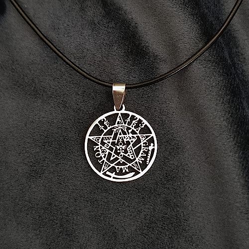 Tetragramatón Colgante Acero Inoxidable Ojo de Tigre Amuleto