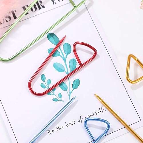 Miniatura 5 de BESPORTBLE Juego de 10 soportes para puntada de tejer, 10 unidades en 5 tamaños (2.4 in, 3.5 in, 4.7 in, 5.9 in, 7.9 in), aleación de aluminio para