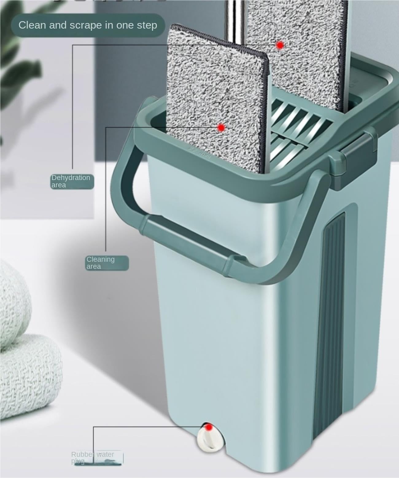 Mopa Mop Mopas Fregona Sistema De Limpieza De Pisos con Mopa Y Almohadillas De Aluminio Lavables, Limpiador Cocina Y El Hogar, para Pisos De Madera Trapeador de Limpieza(White)