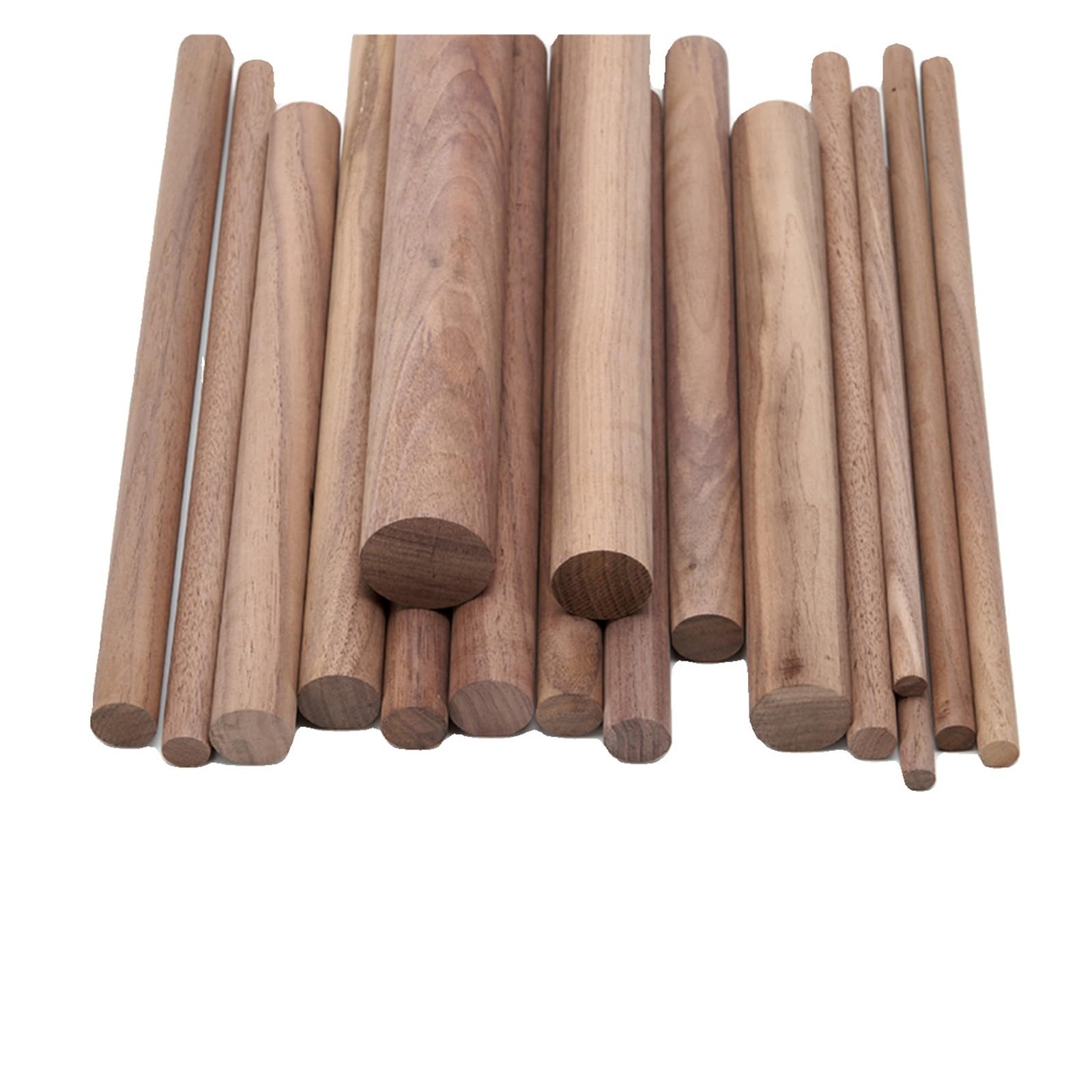 Palos De Madera Black Walnut Round Stick Solid Wood Thin Round Strip Handmade Diy Wood Household Multifunctional Wooden Stick(20x500mm 2pcs)