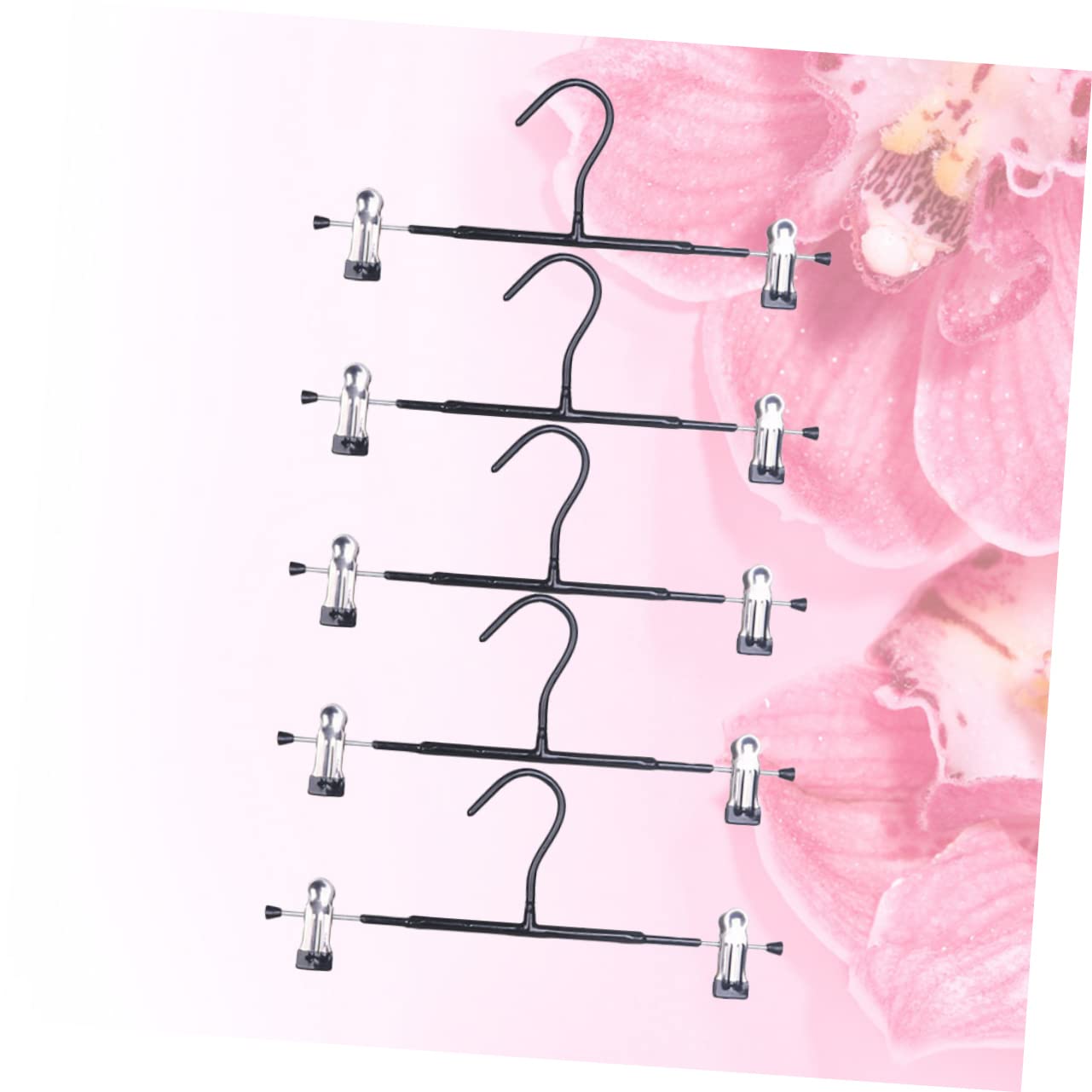 VILLFUL 5pcs Clothes Hanger Drying Racks Coat Hanger Trouser Press Space Saving Hanger Retractable Pants Hangers Trousers Hanger Cloth Hangers Faux Navel Piercing Space Saver Hangers Black