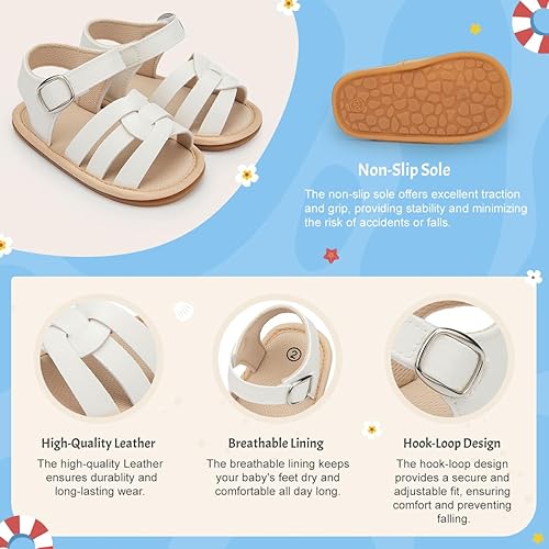 Miniatura 3 de KIDSUN Sandalias para bebés, niñas y niños, suela de goma antideslizante, para verano, playa, al aire libre, zapatos para cuna