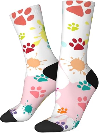 Colored Paw Prints Fun Socks Crew Socks For Men & Women - Unisex