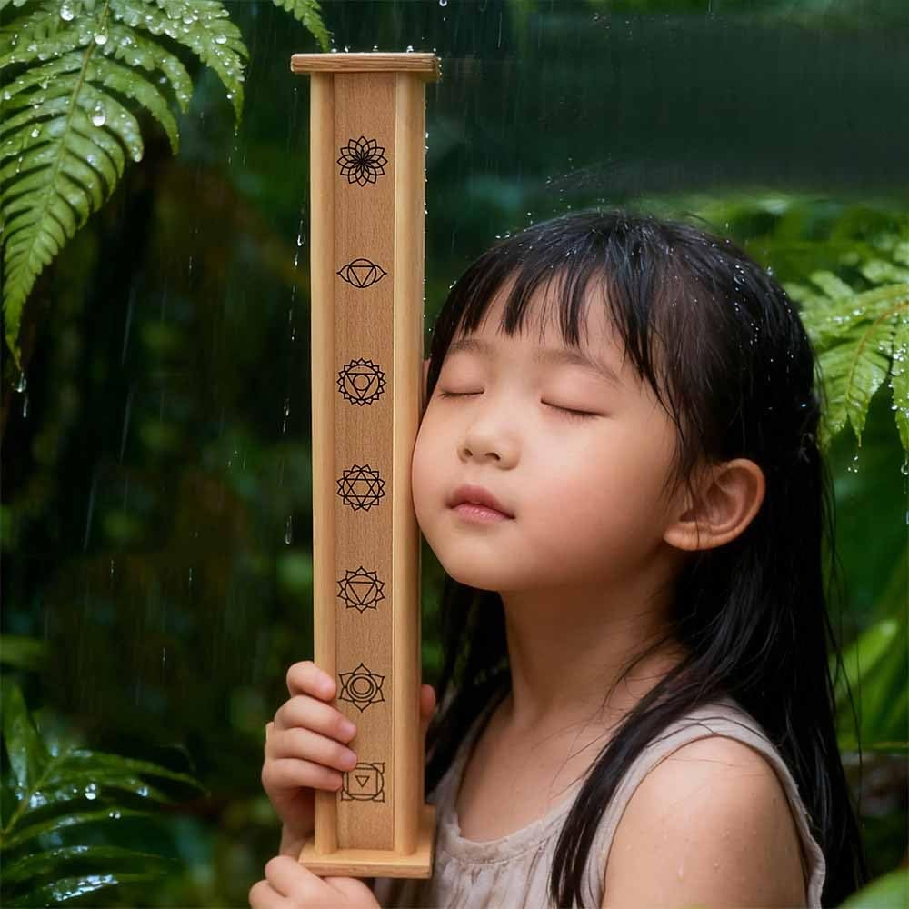Bâton de pluie naturel, maintien de 30 secondes, faisceau sonore de chant de méditation, 62 * 10CM