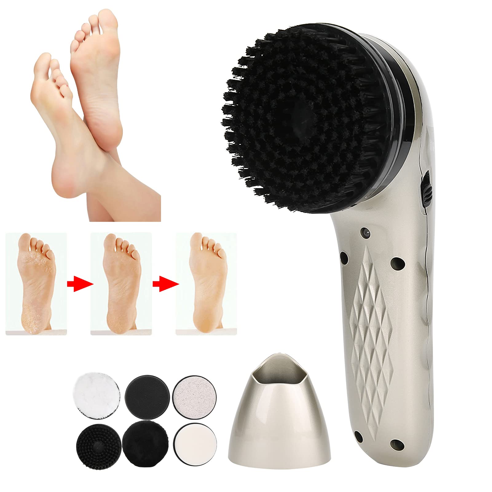 Lucidascarpe Elettrico, Kit Portatile per la Cura della Pelle, Kit Lustrascarpe Elettrico, Kit Lustrascarpe in Pelle per la Pulizia e Lucidatura delle Scarpe(Champagne)