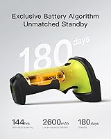 Vista 6 de Inateck Escáner de código de barras, escáner inalámbrico, 1 carga 180 días en espera, rango de 35M, escaneo automático, BCST-60 verde