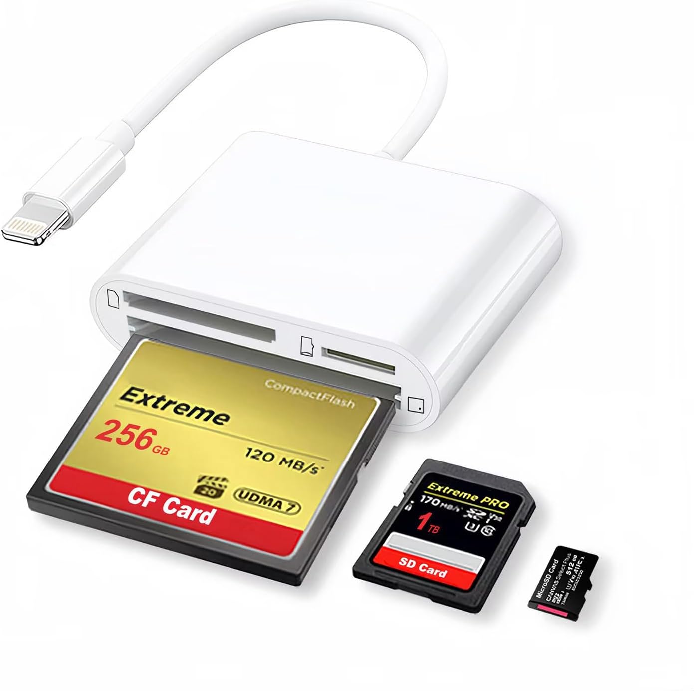 SD CF Card Reader for iPhone iPad 3 in 1 Lightning to SD CF