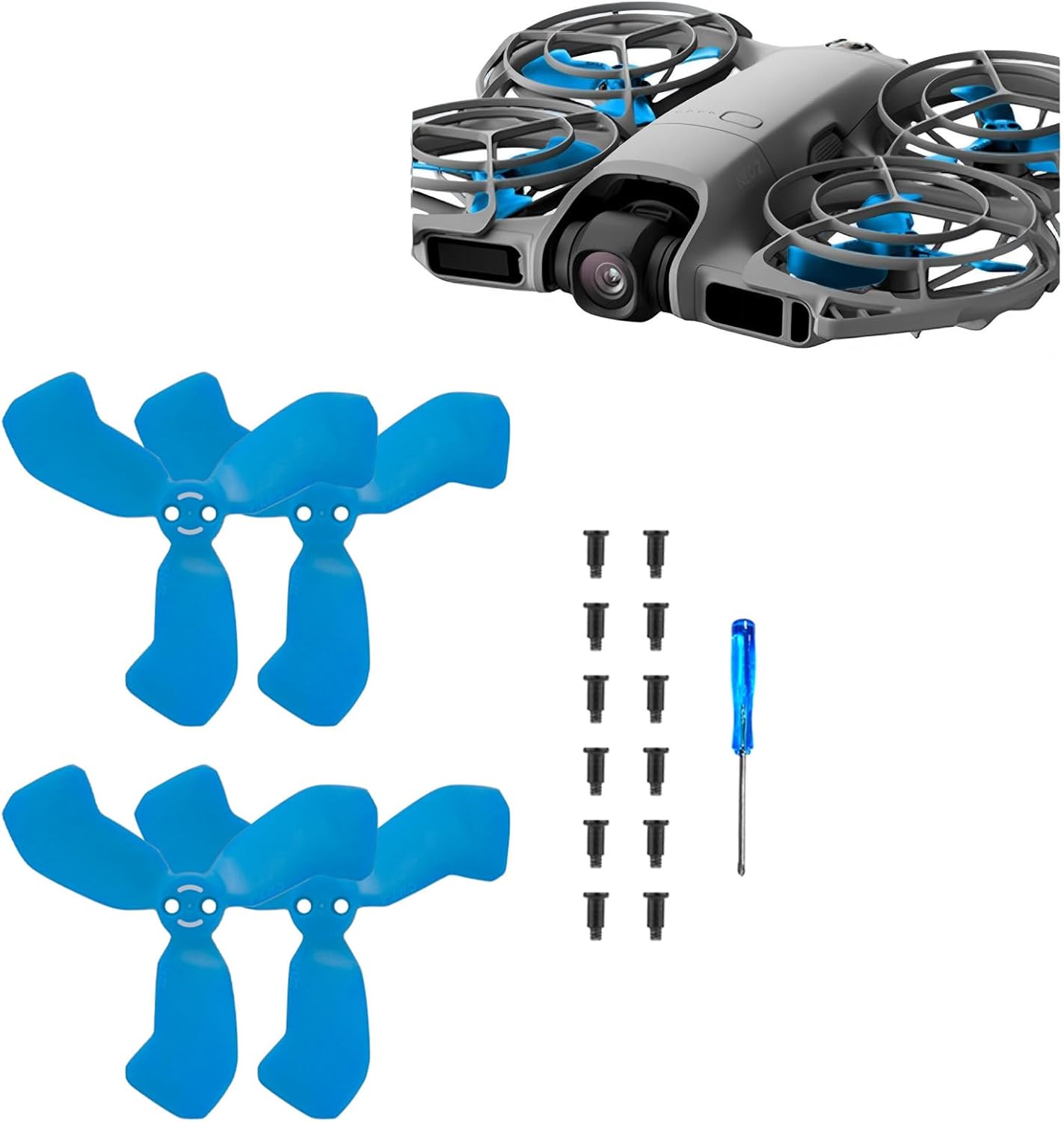Propellers for DJI Neo 2 Drone Accessories, Low-Noise Blades Props Wings Quick Replacement Colorful Paddle Propellers Compatible with DJI Neo 2 Aircraft Drone (Blue)