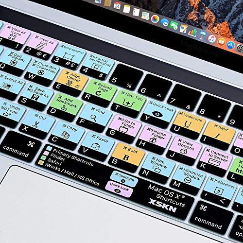 Xskn Mac Os X Silicone Shortcuts Keyboard Skins Cover Are Compatible With Touch Bar Models Macbook Pro 13 Inch ( A2159 A1706 A1989 ) And 15 Inch ( A1707 A1990 ) Us & Eu Versions #TOP4