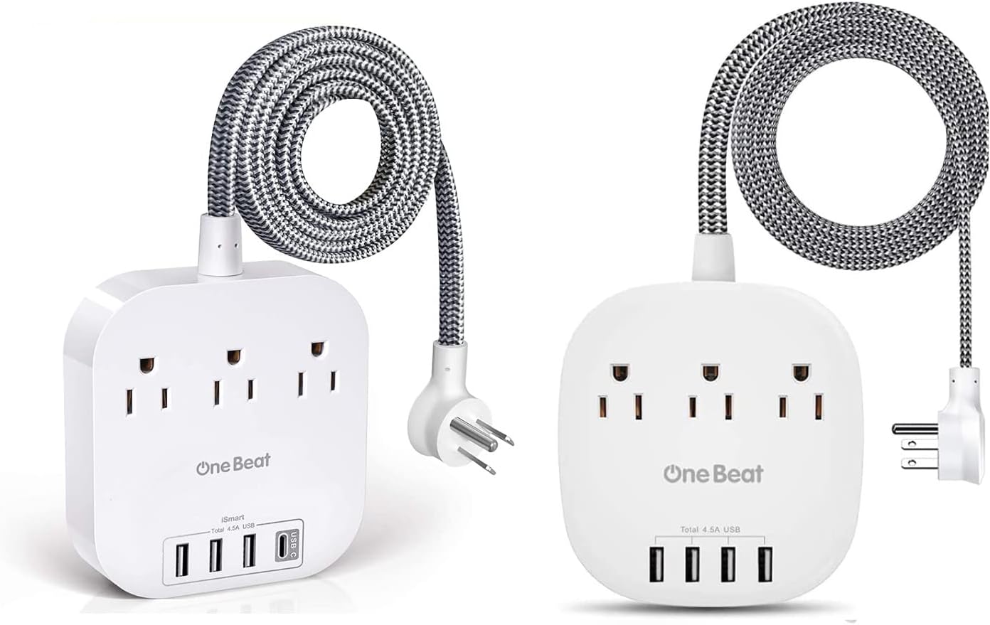 Cruise Power Strip 3 Outlets 4 USB Ports, Flat Plug, 5 Ft Extension Cord Non Surge Portector
