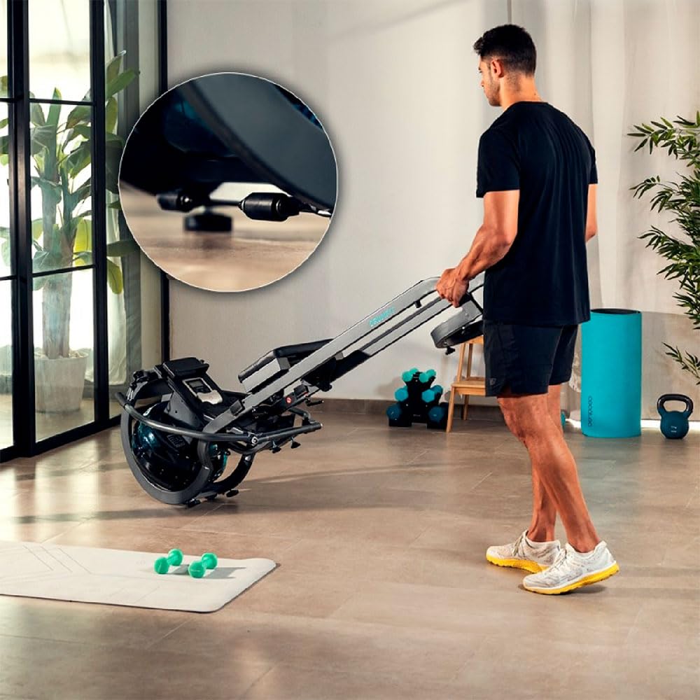 Cecotec Remos de agua Drumfit Rower Neptuno Remo de resistencia de agua con tanque de 11 y 13 litros. Sillín ajustable horizontalmente. APP, Pantalla LCD. Soporte para dispositivos.