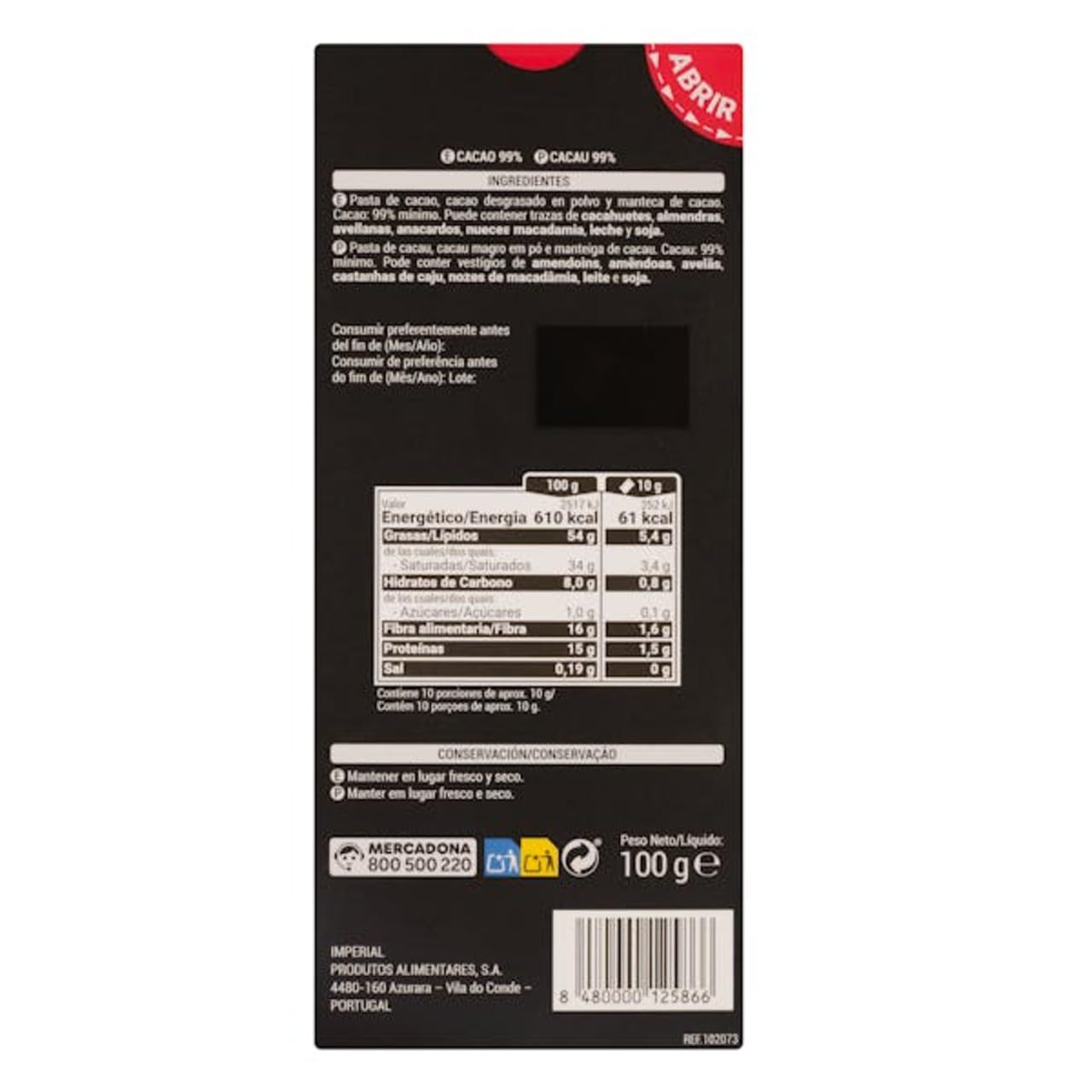 Zartbitterschokolade 99% Kakao 12er-Pack