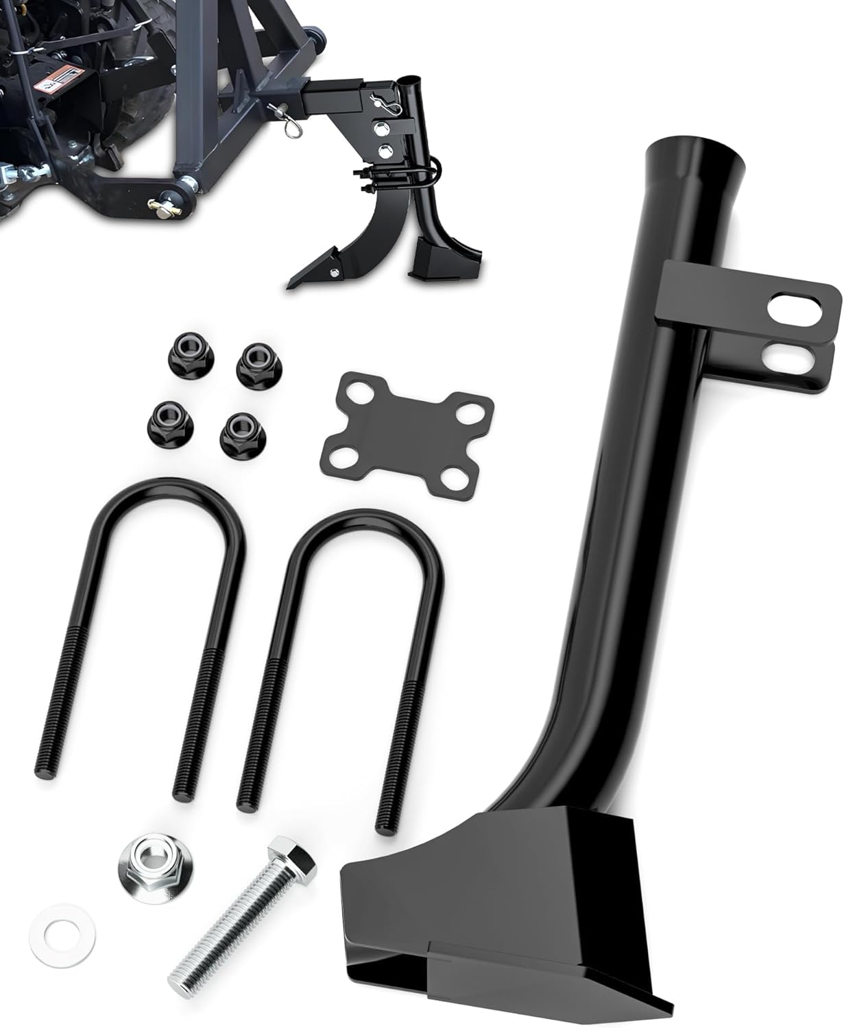 Pipe Layer Attachment Fits Hitch Mounted Ripper Trencher Accessories, Flexible Pipe Layer Fits Any 3-Point Ripper Hitch Lawn Subsoiler for ATV UTV Tractor, Light Duty Max Dia 1.18" with 2pcs U-Bolts