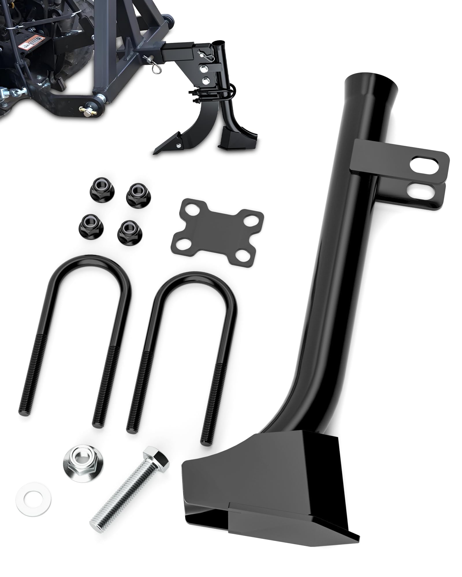 Pipe Layer Attachment Fits Hitch Mounted Ripper Shank Plow, Flexible Pipe Layer Fits Any 3-Point Ripper Hitch Lawn Subsoiler for ATV UTV Tractor, Updated Light Duty Max Dia 1.18" with 2pcs U-Bolts