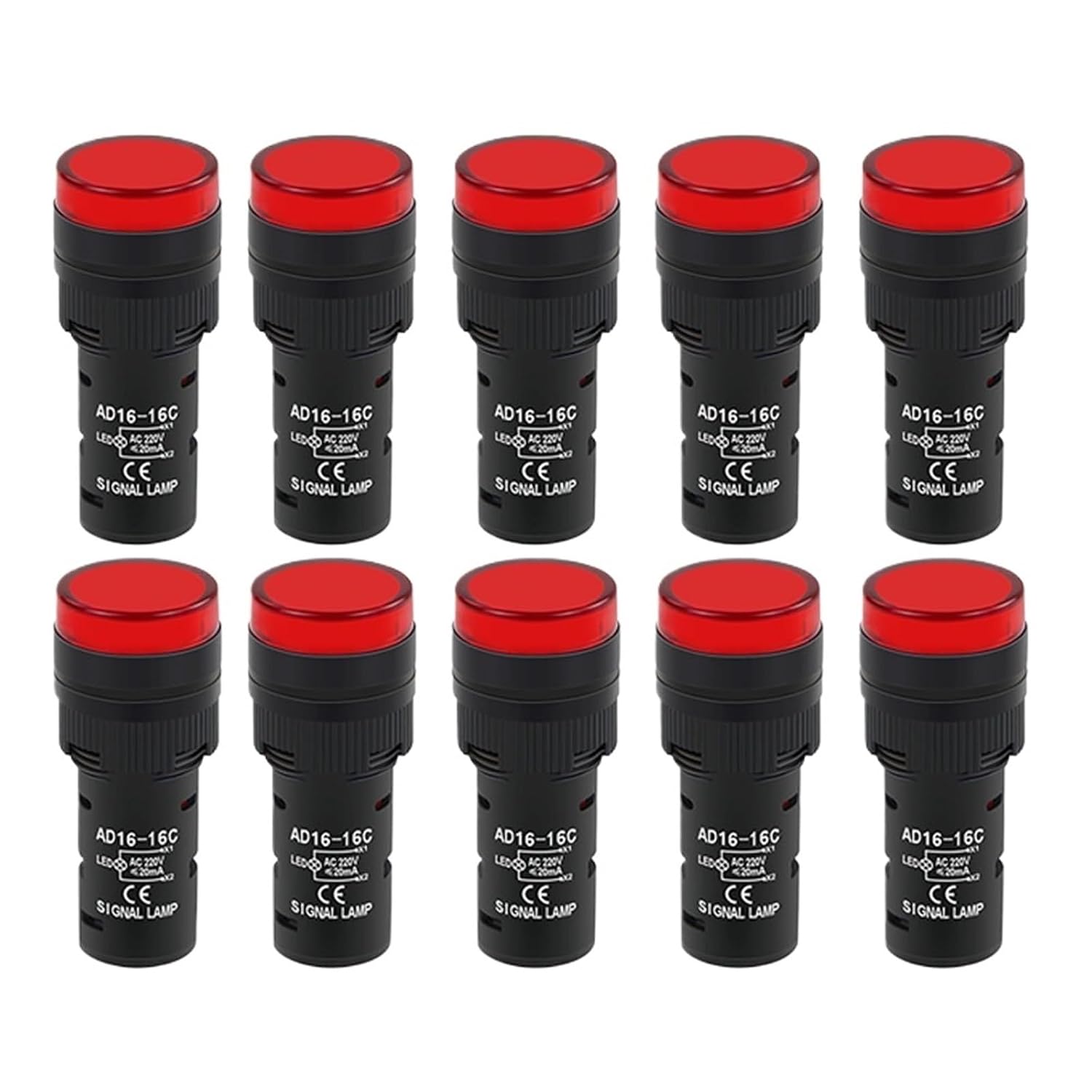 10PCS LED Indicator AD16-16C Panel Mount Signal Power Indicator AC DC 12V 24V 110V 220V 380V 16mm Light Lamp red Green(DVPCOPM-SL,DC 24V)