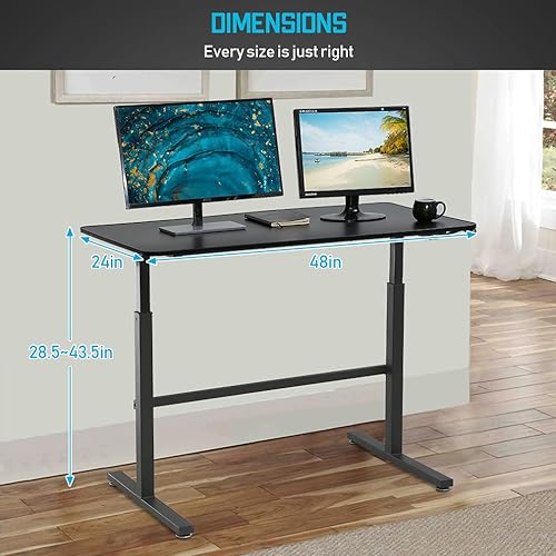 Miniatura 8 de Escritorio de pie ajustable, convertidor de altura de escritorio de computadora de 47 pulgadas, escritorio grande de pie, para monitor doble para