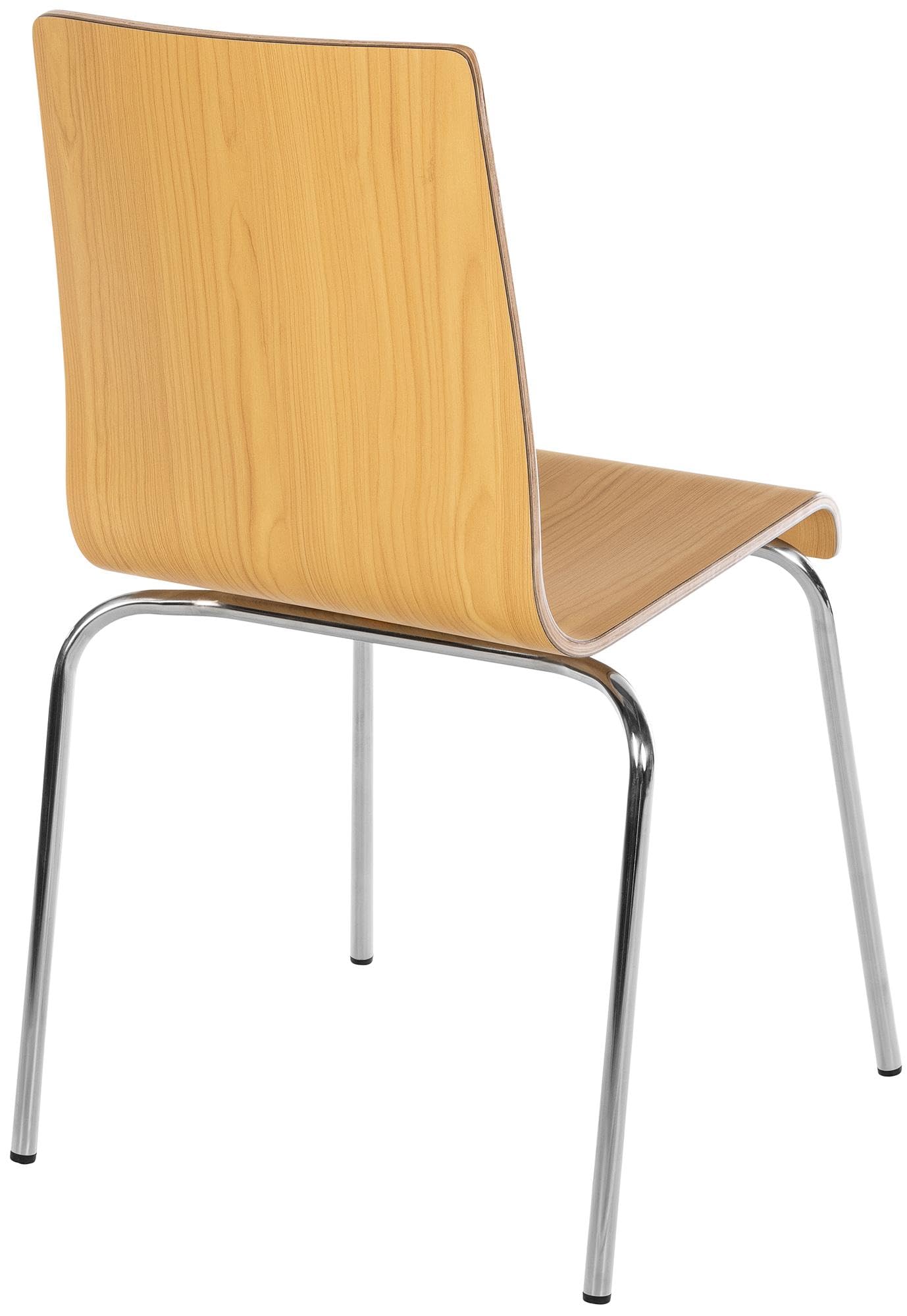 CLP Stuhl stapelbar Gahanna, Stapelstuhl aus Formholz mit HPL-Laminat, Stahlgestell verchromt belastbar bis 150 kg, Esszimmer und Büro, Farbe:Natur