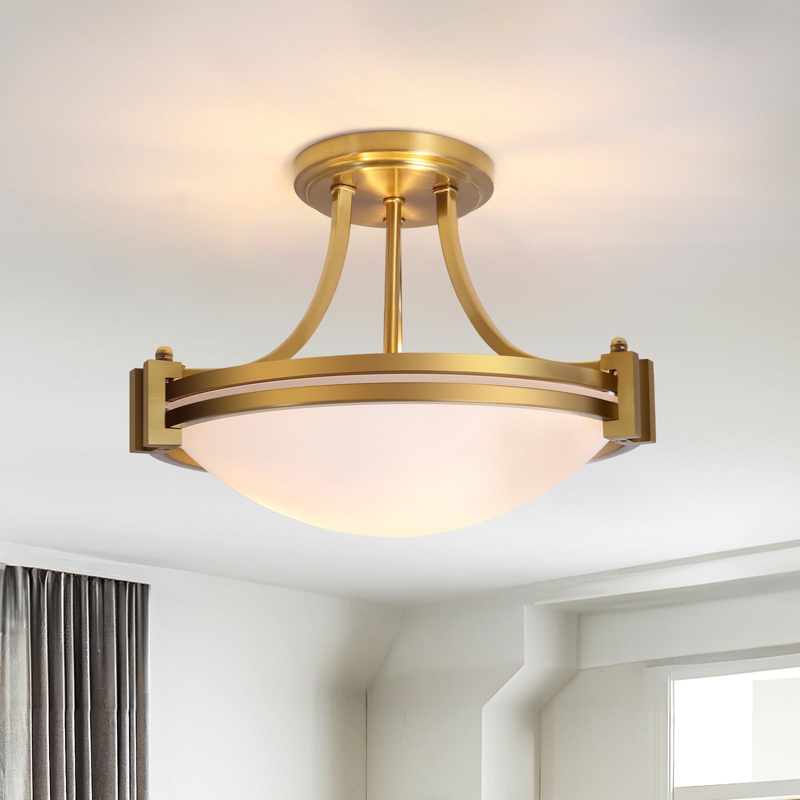 Bektas Semi Flush Mount Ceiling Light Fixture,12inch Brushed Gold Light ...