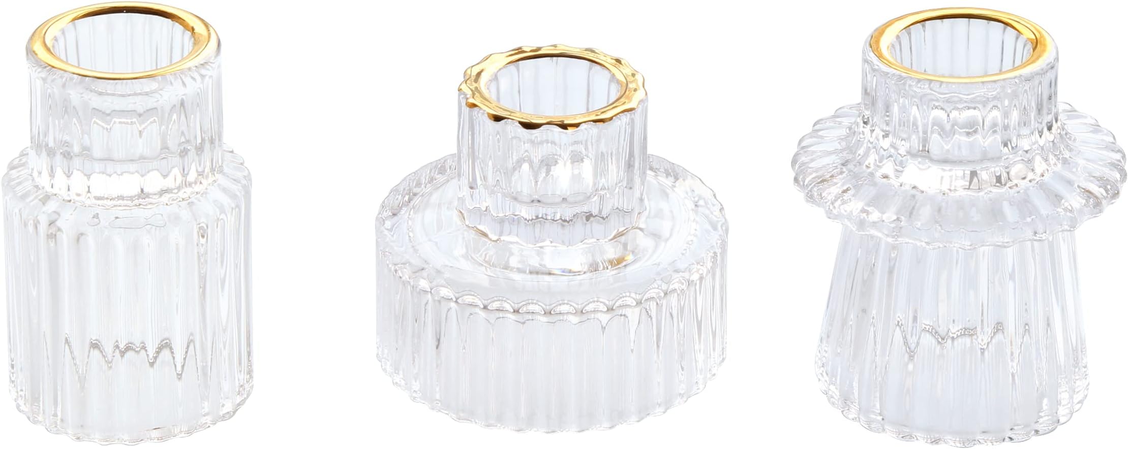 Vixdonos Set of 3 Glass Candlestick Holders