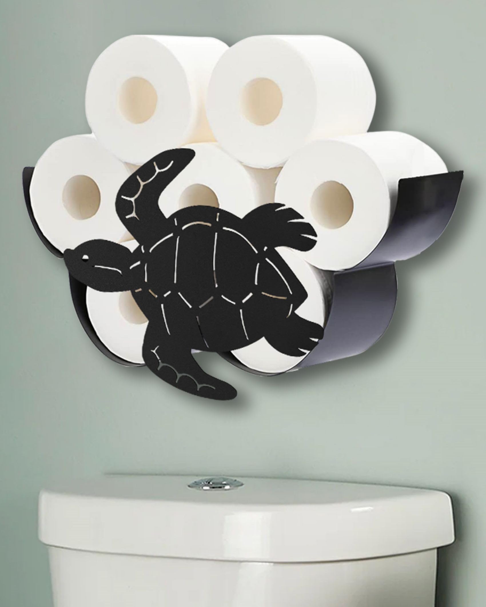 Sea Turtle Toilet Paper Holder Shelf — Ocean Wall Mounted Toilet Paper Storage for Extra 8 Rolls, Unique Farmhouse Decorative Bathroom Organizer